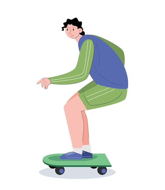 personas de carácter con ilustración de vector de patineta