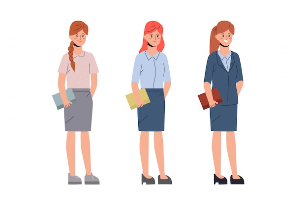 Personas de carácter de mujeres en trabajo de oficina.