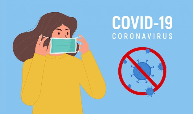 Personas con cartel de máscara médica covid-19