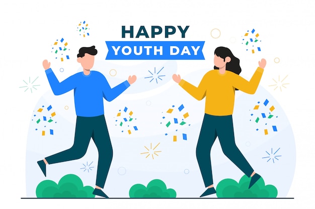 personas celebrando el día de la juventud ilustrado