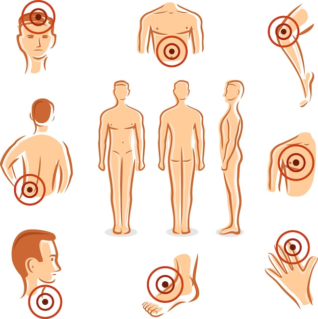 Personas con colección de puntos de dolor Vector