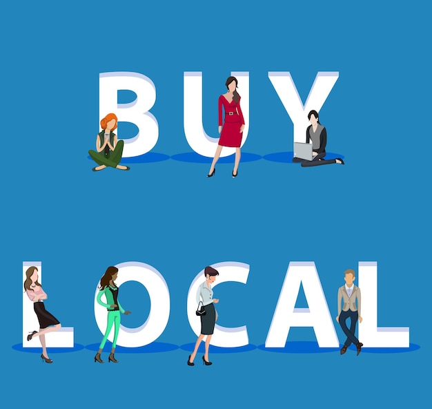 Personas en Comprar local para presentaciones de aplicaciones móviles web