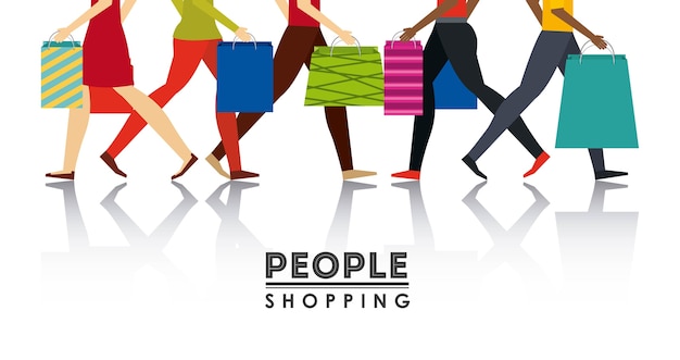 personas compras diseño, vector ilustración eps10 gráfico