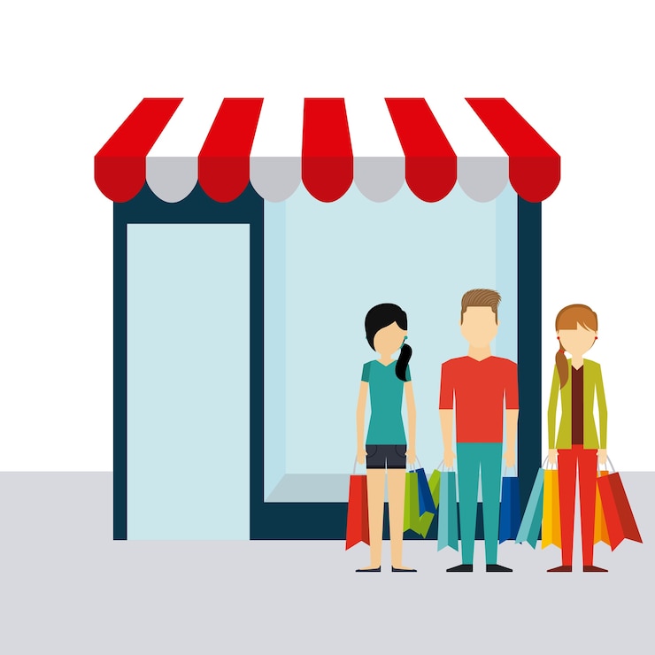 Vector personas compras diseño, vector ilustración eps10 gráfico