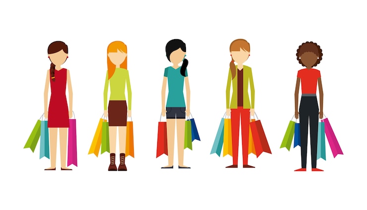 Vector personas compras diseño, vector ilustración eps10 gráfico
