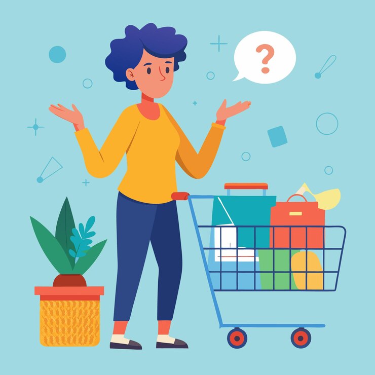 personas confundidas en la ilustración vectorial de compras