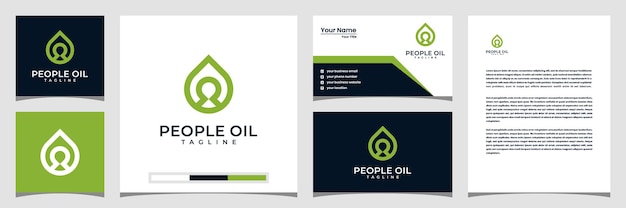 Personas creativas aceite plantillas de logotipo logotipo tarjeta de visita y membrete