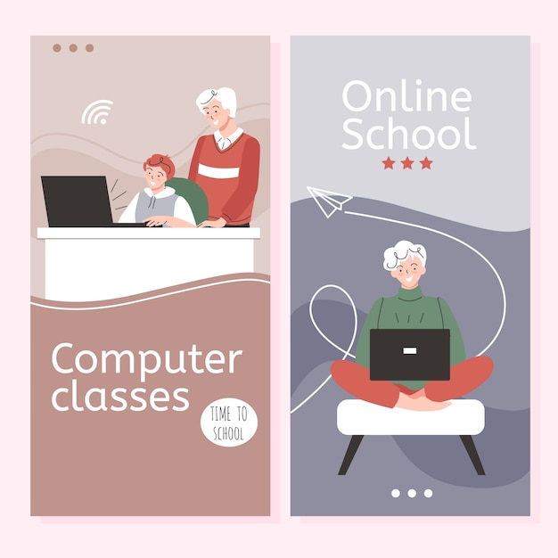 Personas dibujadas a mano usando banderas de tecnología