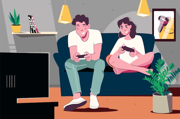 Vector personas dibujadas a mano usando ilustración de tecnología