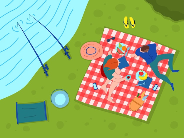Personas de dibujos animados de color Gente Familia Camping Concepto Vector
