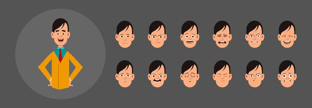 Personas con diferentes emociones. diferentes emociones faciales para animación, movimiento o diseño personalizados.