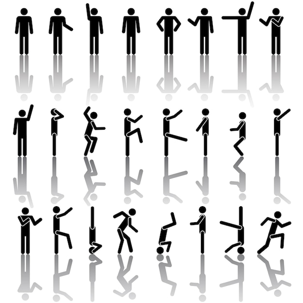 Personas en diferentes poses vector icono