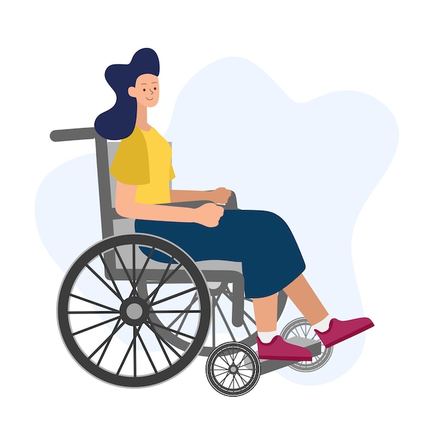 Vector personas con discapacidad en un estilo de dibujos animados niña discapacitada en silla de ruedas sobre un fondo blanco