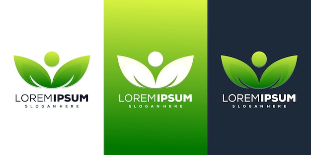 personas con diseño de logotipo de hoja