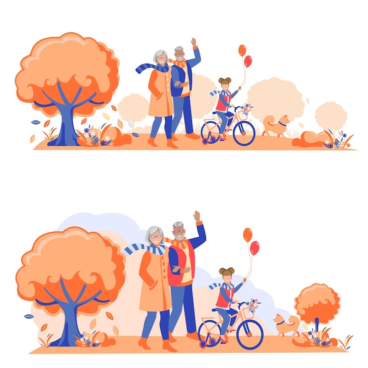 Vector personas de edad avanzada caminando