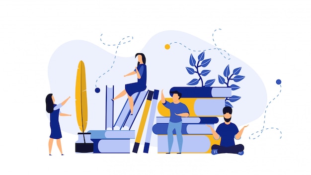 personas de educación con ilustración de libros