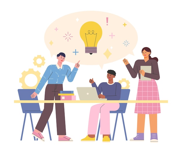 Las personas están sentadas a la mesa, discutiendo activamente opiniones e intercambiando ideas.