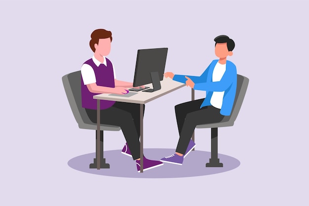 Personas felices en las áreas de trabajo en la agencia corporativa Concepto de trabajo en equipo Ilustración vectorial plana de color