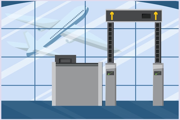 Vector personas felices viajando en el aeropuerto concepto de las actividades de los pasajeros en el aeroporto vecto plano de color