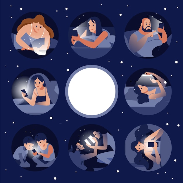 Personas hablando por teléfono chateando en las redes sociales Comunicación en línea a través de Internet