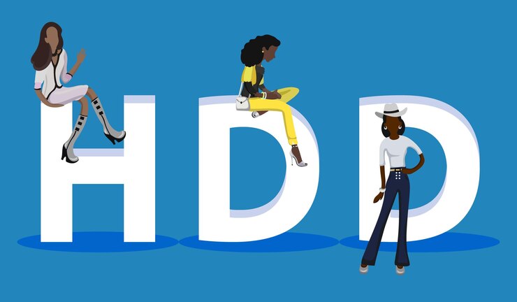 Vector personas en hdd para presentaciones de aplicaciones móviles web