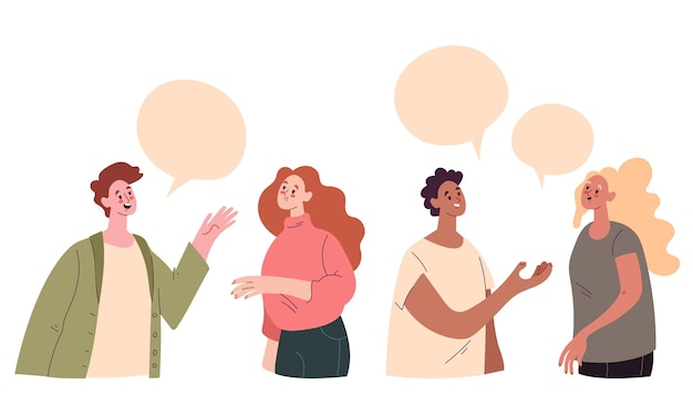 Personas hombre mujer personajes hablando aislado conjunto de elementos de diseño