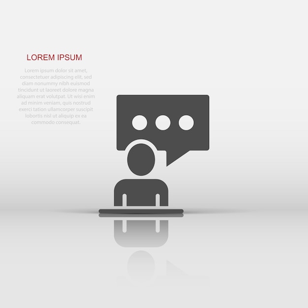 Vector personas con icono de burbuja de voz en estilo plano ilustración de vector de chat sobre fondo blanco aislado concepto de negocio de diálogo de altavoz
