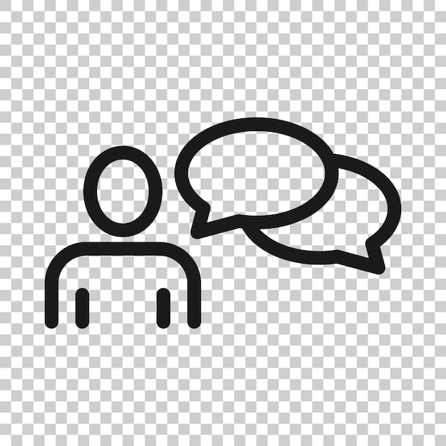 Personas con icono de burbuja de voz en estilo plano Ilustración de vector de chat sobre fondo blanco aislado Concepto de negocio de diálogo de altavoz