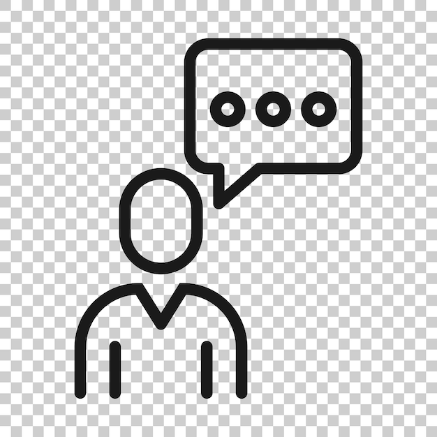 Personas con icono de burbuja de voz en estilo plano Ilustración de vector de chat sobre fondo blanco aislado Concepto de negocio de diálogo de altavoz