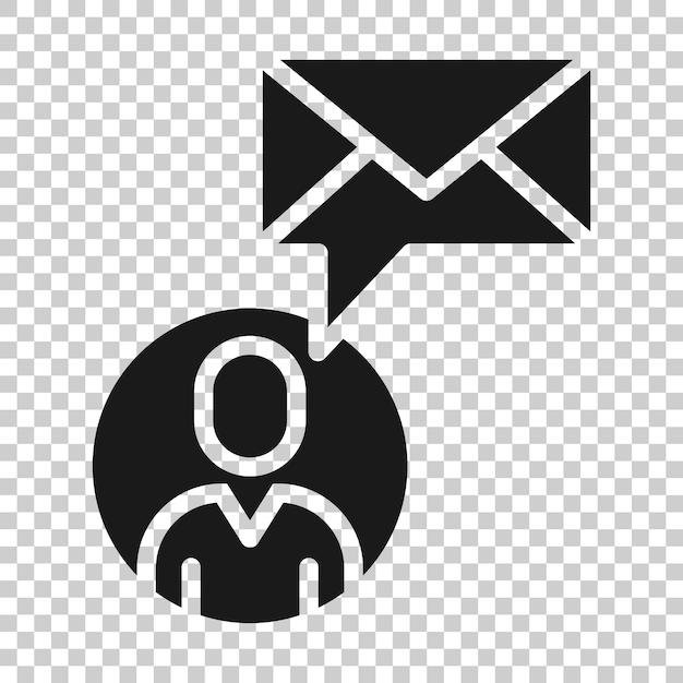 Las personas con icono de sobre en estilo plano Correo electrónico reciben ilustración vectorial sobre fondo blanco aislado Concepto de negocio de mensajes