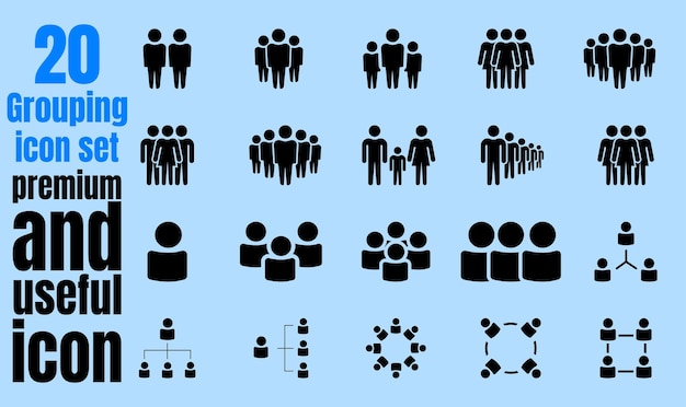 Personas Iconos de línea de grupos Trabajadores de equipo Perfiles de usuario Símbolos vectoriales negros de múltiples usuarios
