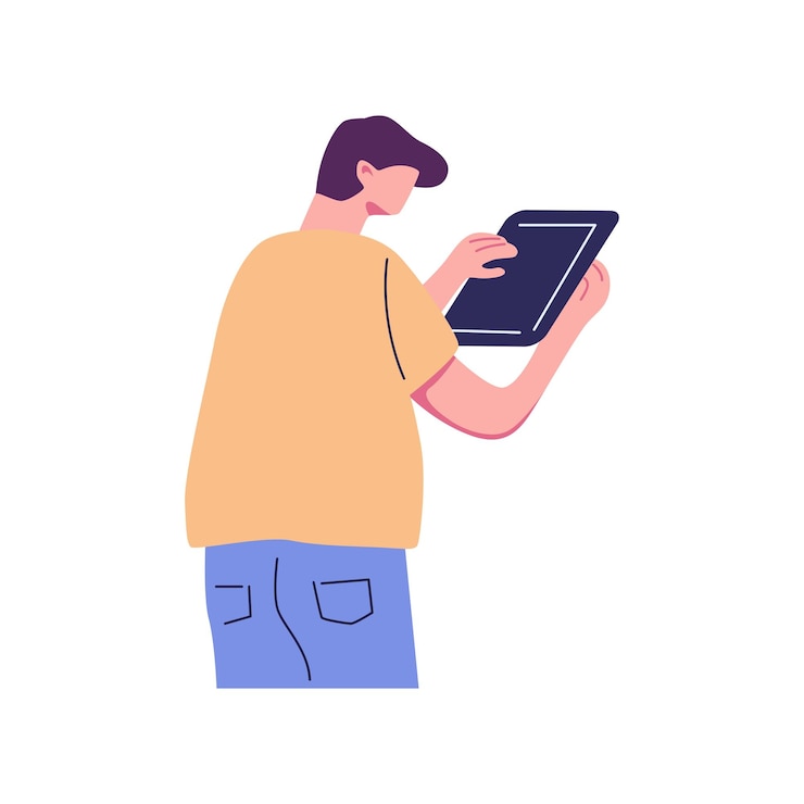 Vector personas con ilustración plana de tablet pc