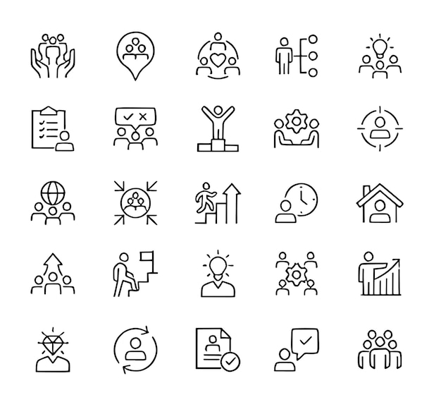 Personas Infográfico Línea Iconos editables Ilustración vectorial en un estilo de línea delgada de personas básicas