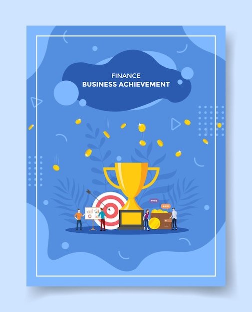 Personas de logro empresarial de finanzas alrededor de la billetera de destino de trofeo