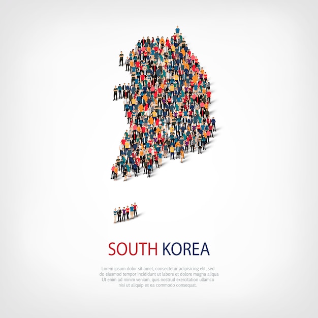 Personas mapa país Corea del Sur
