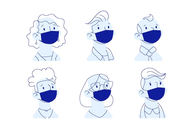 Vector personas con mascarilla médica