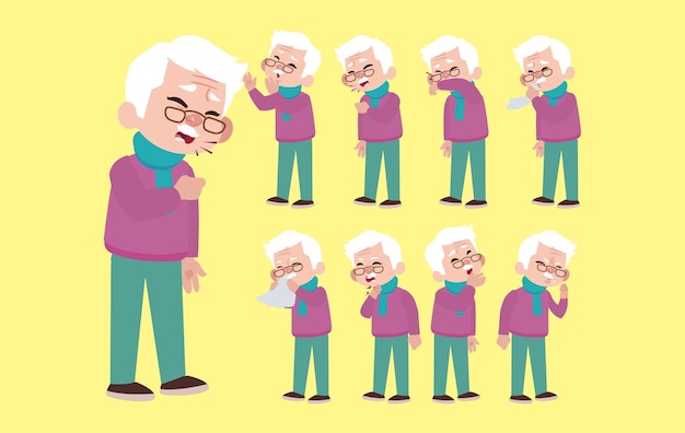 Personas mayores enfermas con diferentes síntomas