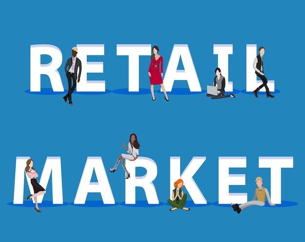 Personas en el mercado minorista para presentaciones de aplicaciones móviles web