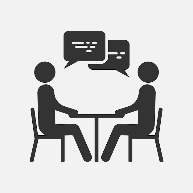 Personas en una mesa hablando icono aislado sobre fondo blanco Ilustración vectorial