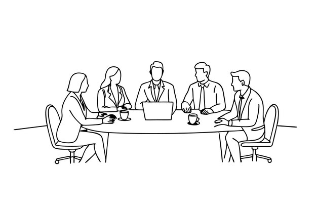 personas de negocios que se reúnen en la oficina ilustración de arte de línea