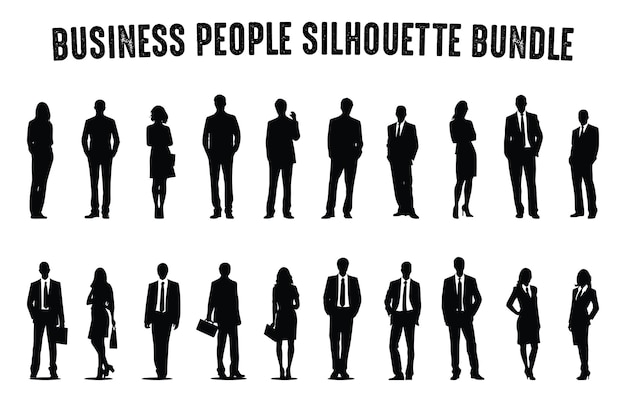 Personas de negocios Vector de siluetas Conjunto de siluetas corporativas Hombres y mujeres Clipart Bundle