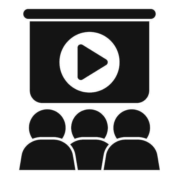 Personas de negocios viendo el icono de la presentación de vídeo