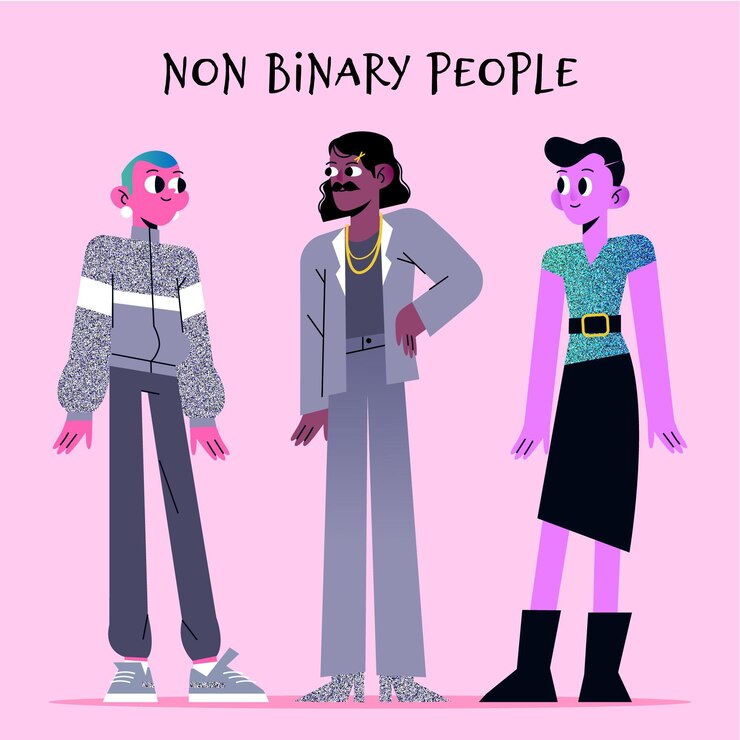 Personas planas orgánicas no binarias.