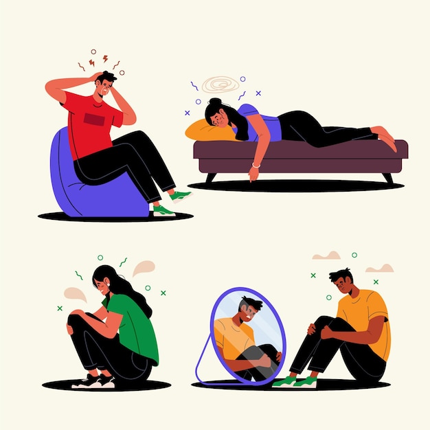 Personas planas con problemas de salud mental.