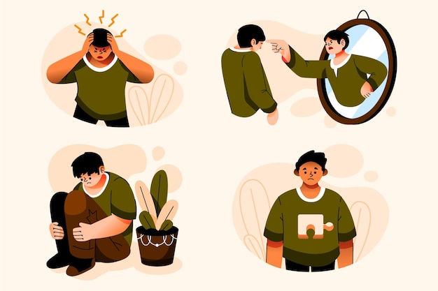 Personas planas con problemas de salud mental.