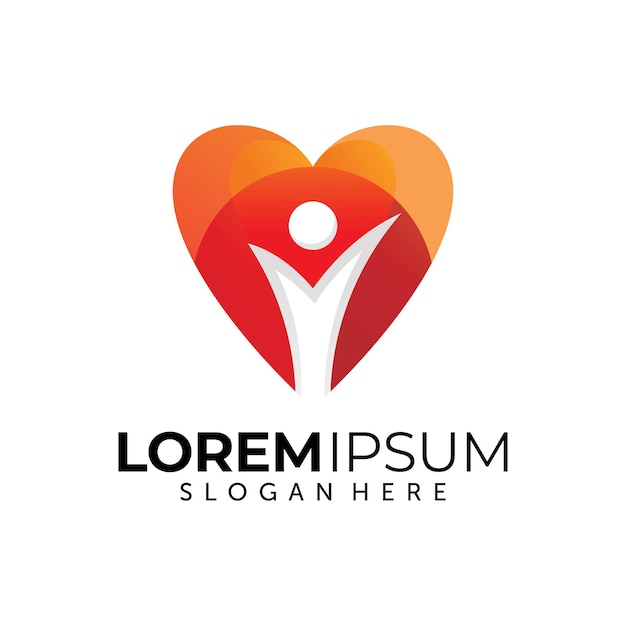 Personas con plantilla de diseño de logotipo de corazón