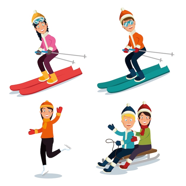 Personas practicando deportes de invierno