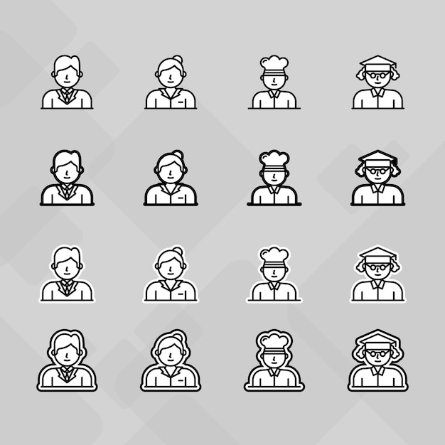 Personas profesión trabajo día de trabajo Avatar foto perfil imagen imagen icono conjunto colección siluetas