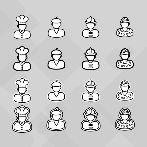Personas profesión trabajo día de trabajo Avatar foto perfil imagen imagen icono conjunto colección siluetas