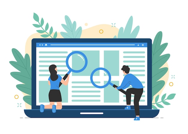 Vector personas que buscan información. concepto de búsqueda web